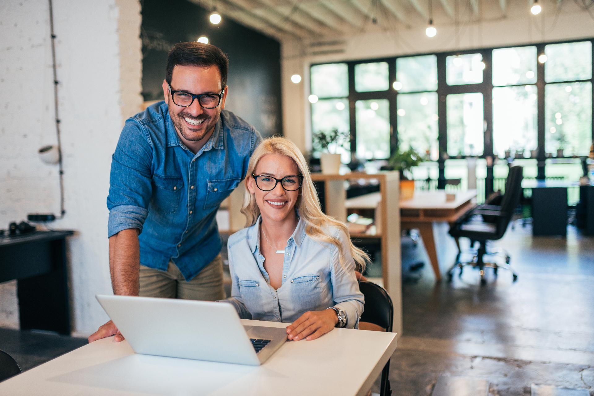 Business team collaborating in a modern office